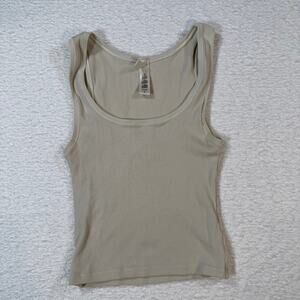 SKIMS womens  Cotton Rib Tank Color STONE size small trendy casual